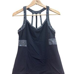 Athleta Womens Black & Gray Printed Strappy Back Athletic Tank Top Size S